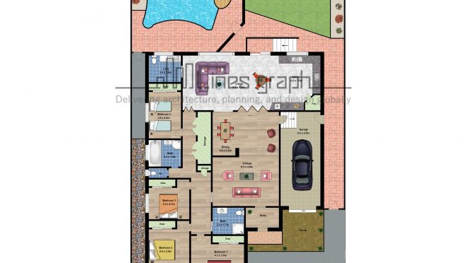 2D Textured Floor Plan work sample 10