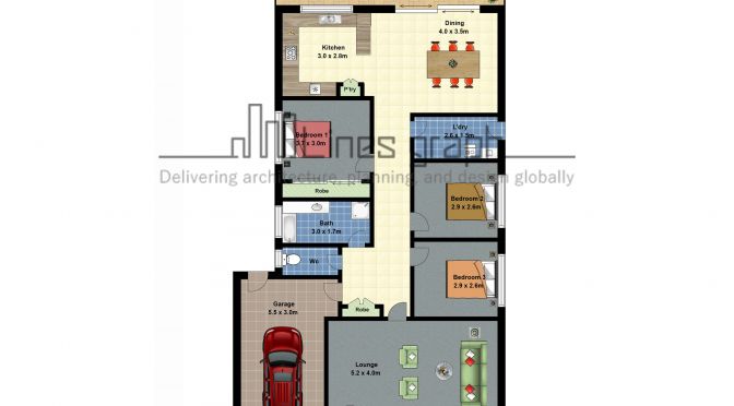 2D Textured Floor Plan work sample 9