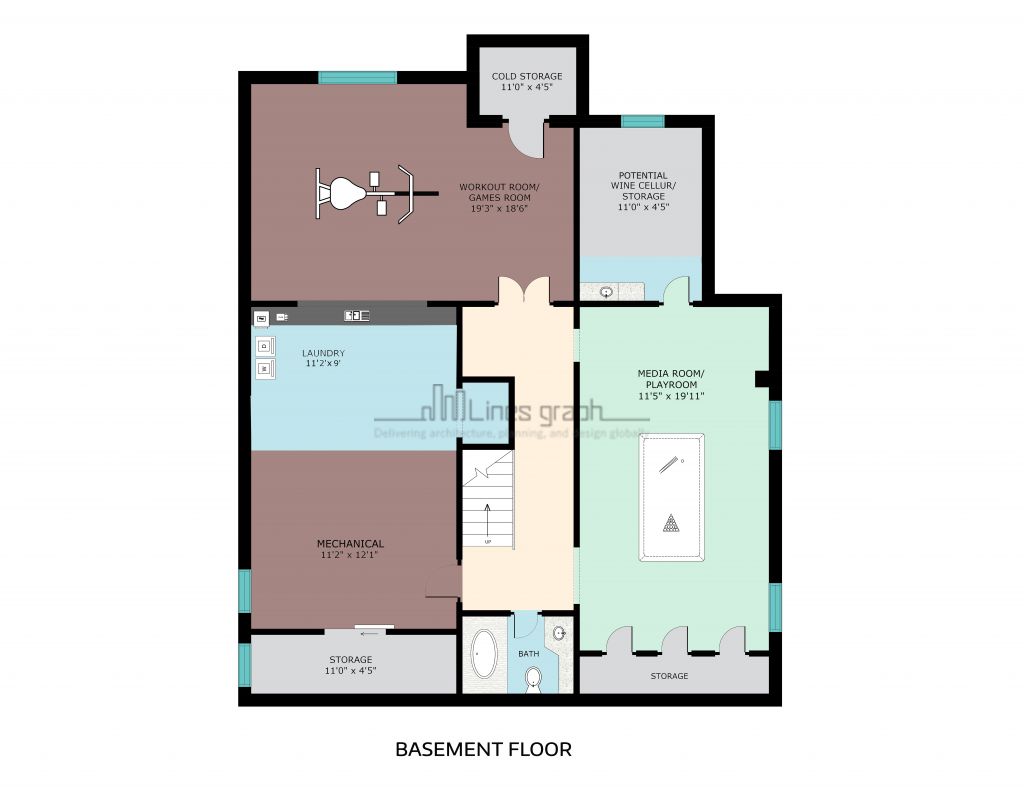 2d Colored Floor Plan Services Linesgraph